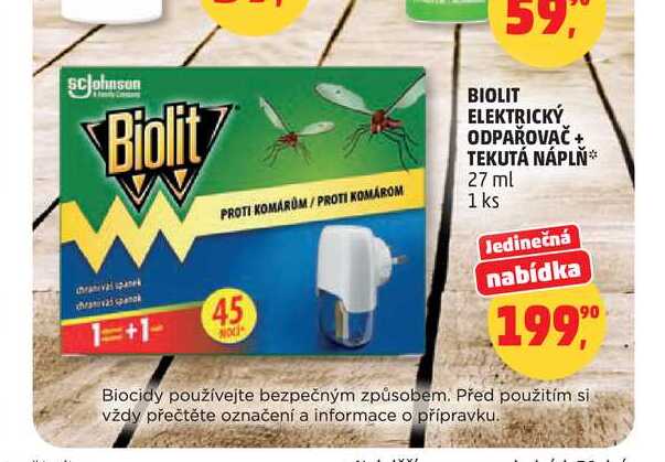 BIOLIT ELEKTRICKÝ ODPAŘOVAČ + TEKUTÁ NÁPLŇ 27 ml