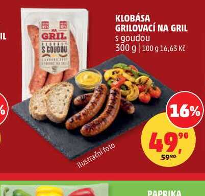 KLOBÁSA GRILOVACÍ NA GRIL s goudou 300g
