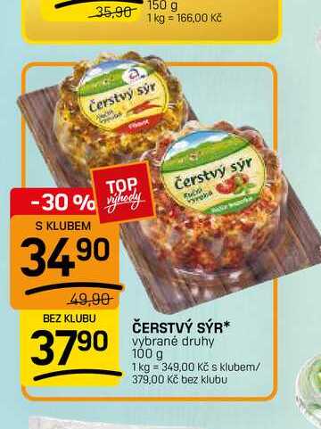 ČERSTVÝ SÝR* vybrané druhy 100 g