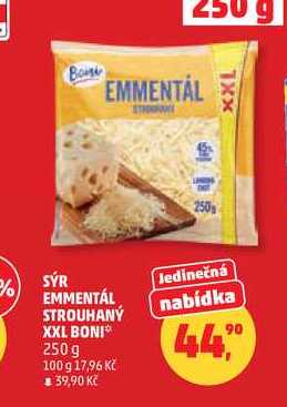 SÝR EMMENTÁL STROUHANÝ XXL BONI 250 g