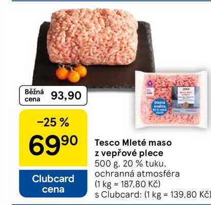 Tesco Mleté maso z vepřové plece, 500 g 