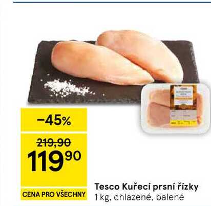 Tesco Kuřecí prsní řízky, 1 kg 