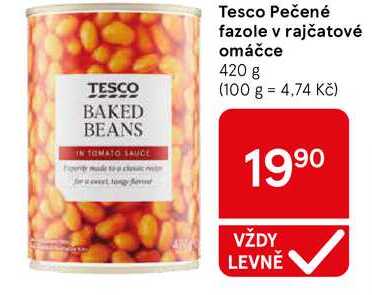 Tesco Pečené fazole v rajčatové omáčce, 420 g  