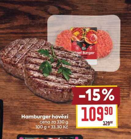 Hamburger hovězí cena za 330 g 
