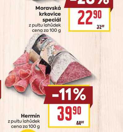 Hermín z pultu lahůdek cena za 100 g 