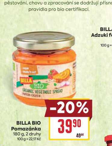 BILLA BIO Pomazánka 180 g