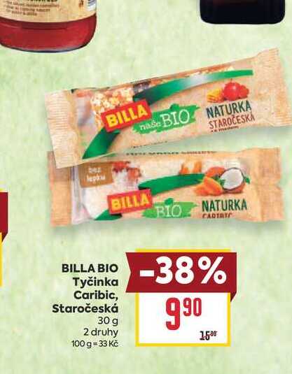 BILLA BIO Tyčinka Caribic, Staročeská 30g