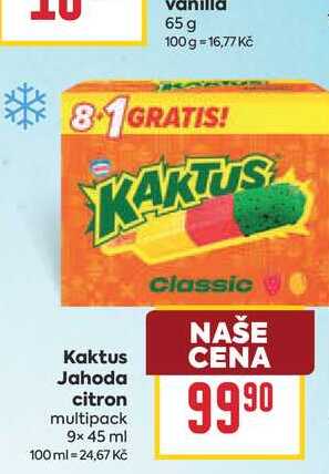 Kaktus Jahoda citron multipack 9x 45 ml