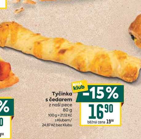 Tyčinka s čedarem z naší pece 80 g 