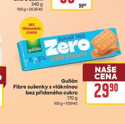Gullón Fibre sušenky s vlákninou bez přidaného cukru 170 g 
