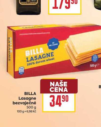 BILLA Lasagne bezvaječné 500 g 