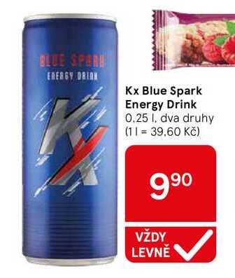 Kx Blue Spark Energy Drink, 0.25 l, dva druhy 