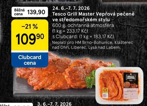 Tesco Grill Master Vepřová pečeně ve středomořském stylu, 600 g 