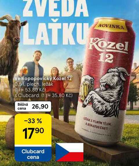 Velkopopovický Kozel 12, 0,5 l, plech, ležák  