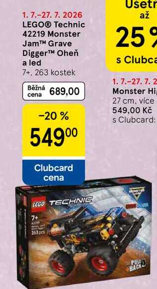 LEGO® Technic 42219 Monster Jam™ Grave Digger™ Oheň a led 7+, 263 kostek