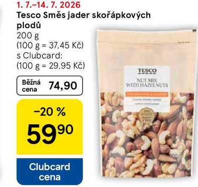 Tesco Směs jader skořápkových plodů, 200 g  