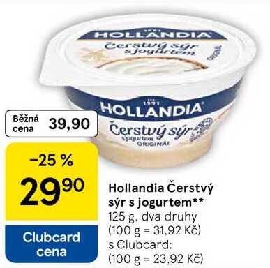 Hollandia Čerstvý sýr s jogurtem, 125 g 