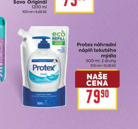 Protex antibakteriální tekuté mýdlo náhradní náplň, vybrané druhy 500ml