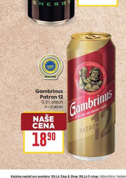 Gambrinus Patron 12 0,51, plech