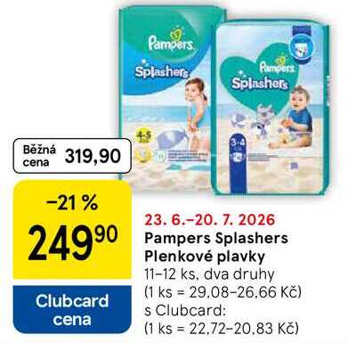 Pampers Splashers Plenkové plavky, 11-12 ks, dva druhy