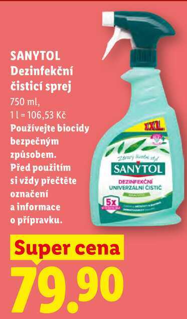 SANYTOL Dezinfekční čisticí sprej, 750 ml 