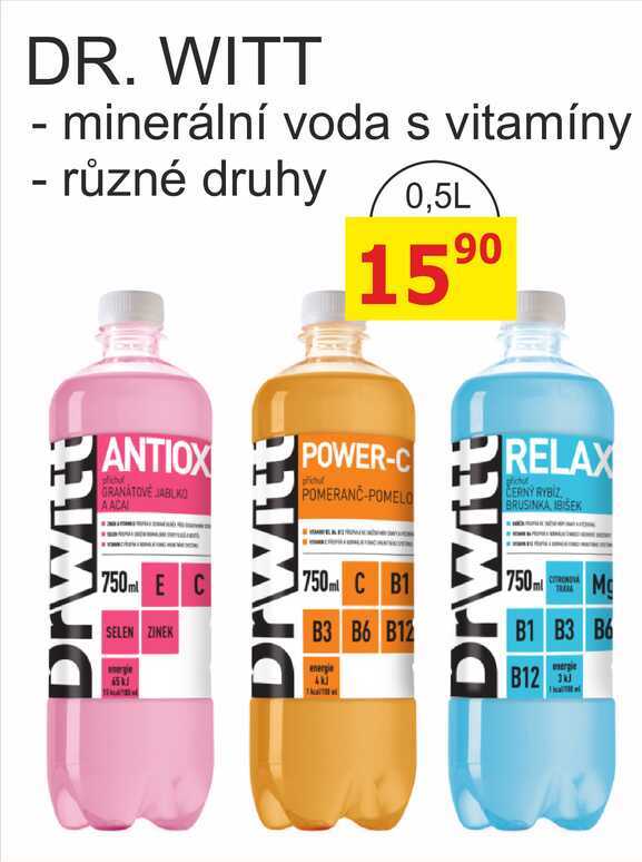DR. WITT - minerální voda s vitamíny - různé druhy 0,5L 