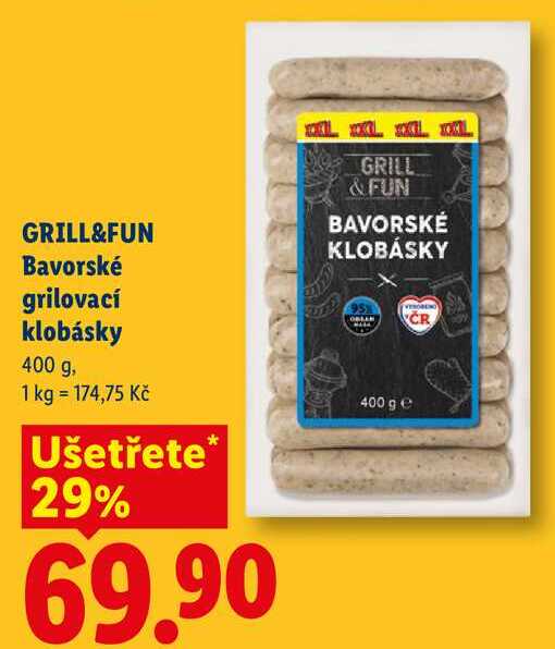 GRILL&FUN Bavorské grilovací klobásky, 400 g