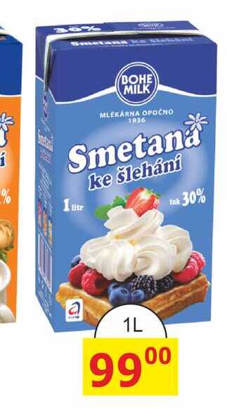BOHEMILK Smetana ke šlehání 1L