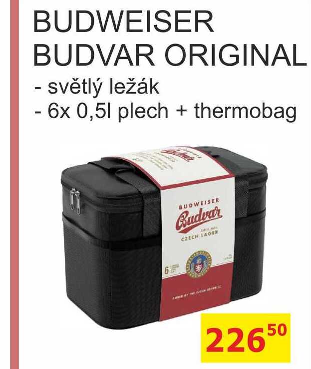 BUDVAR ORIGINAL - světlý ležák - 6x 0,5l plech + thermobag