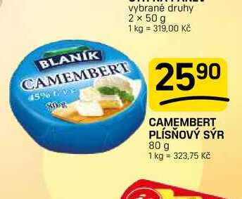 CAMEMBERT PLÍSŇOVÝ SÝR 80 g