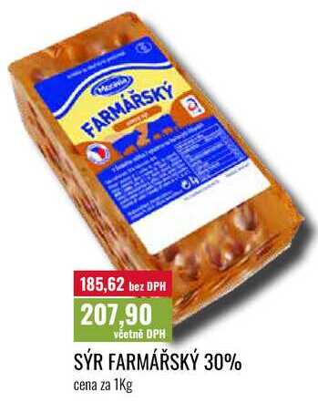 SÝR FARMÁŘSKÝ 30% cena za 1kg