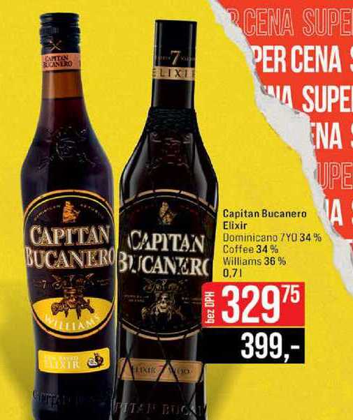 Capitan Bucanero Elixir Dominicano 7YO 34% Williams 36 % 0,7l