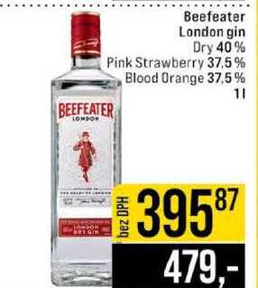 Beefeater London gin Dry 40% Pink Strawberry 37,5% Blood Orange 37,5% 1l