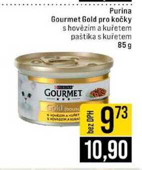 Purina Gourmet Gold pro kočky s hovězím a kuřetem paštika s kuřetem 85g 