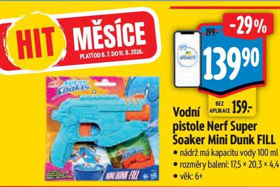 Vodní pistole Nerf Super Soaker Mini Dunk FILL
