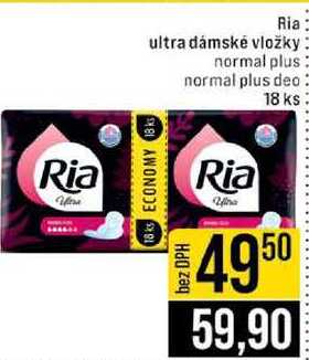Ria ultra dámské vložky normal plus normal plus deo 18 ks
