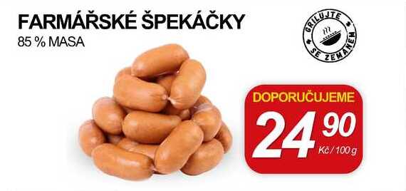 FARMÁŘSKÉ ŠPEKÁČKY 85% MASA, 100 g
