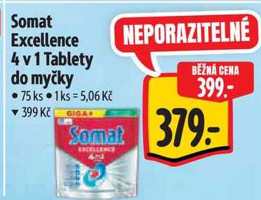 Somat Excellence 4 v 1 Tablety do myčky, 75 ks