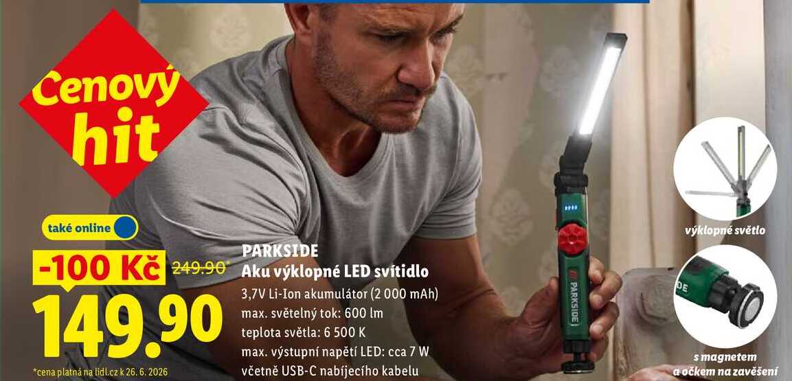 PARKSIDE Aku výklopné LED svítidlo