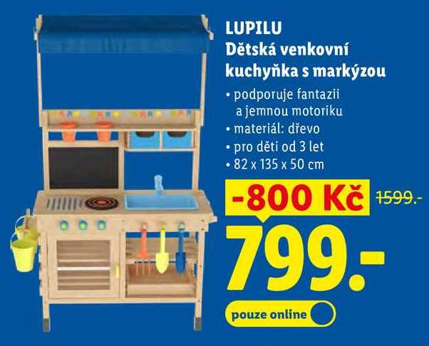 LUPILU Dětská venkovní kuchyňka s markýzou