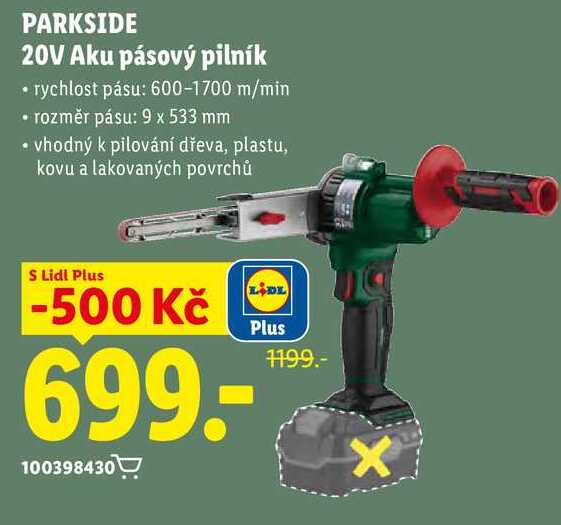 PARKSIDE 20V Aku pásový pilník