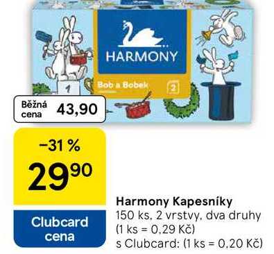 Harmony Kapesníky, 150 ks, 2 vrstvy, dva druhy 