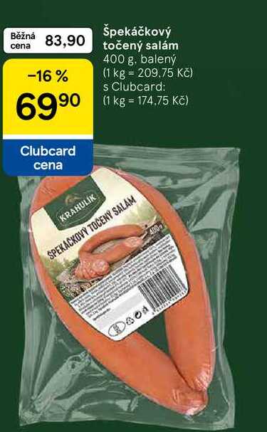 Špekáčkový točený salám, 400 g. balený 