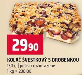 KOLÁČ ŠVESTKOVÝ S DROBENKOU 130 g pečivo rozmrazené