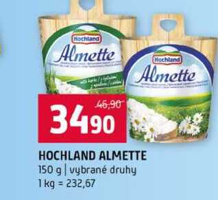HOCHLAND ALMETTE 150 g vybrané druhy 