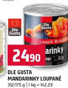 DLE GUSTA MANDARINKY LOUPANÉ 312/175 g