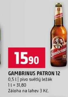 GAMBRINUS PATRON 12 0,5l pivo světlý ležák