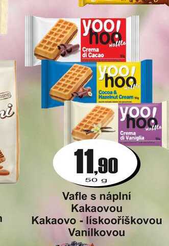 Vafle s náplní Kakaovou Kakaovo lískooříškovou Vanilkovou