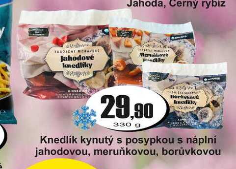 Knedlík kynutý s posypkou s náplní jahodovou, meruňkovou, borůvkovou  330 g