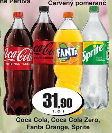 Coca Cola, Coca Cola Zero, Fanta Orange, Sprite 1,5 L